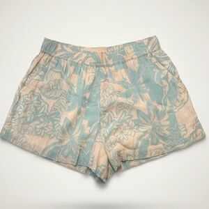 Roxy Tropical Print Shorts Small Aqua Beige Beachy NWOT